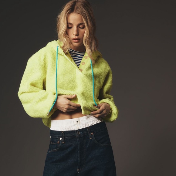 Anthropologie NWT vibrant fleece hoodie, Sz X-Sm, super fun! Crop style. - Picture 4 of 14